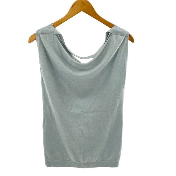 Theory Womens‎ Size S Dolores 100% Cashmere Sweater Tank Light Blue Quiet Luxury - Picture 1 of 9